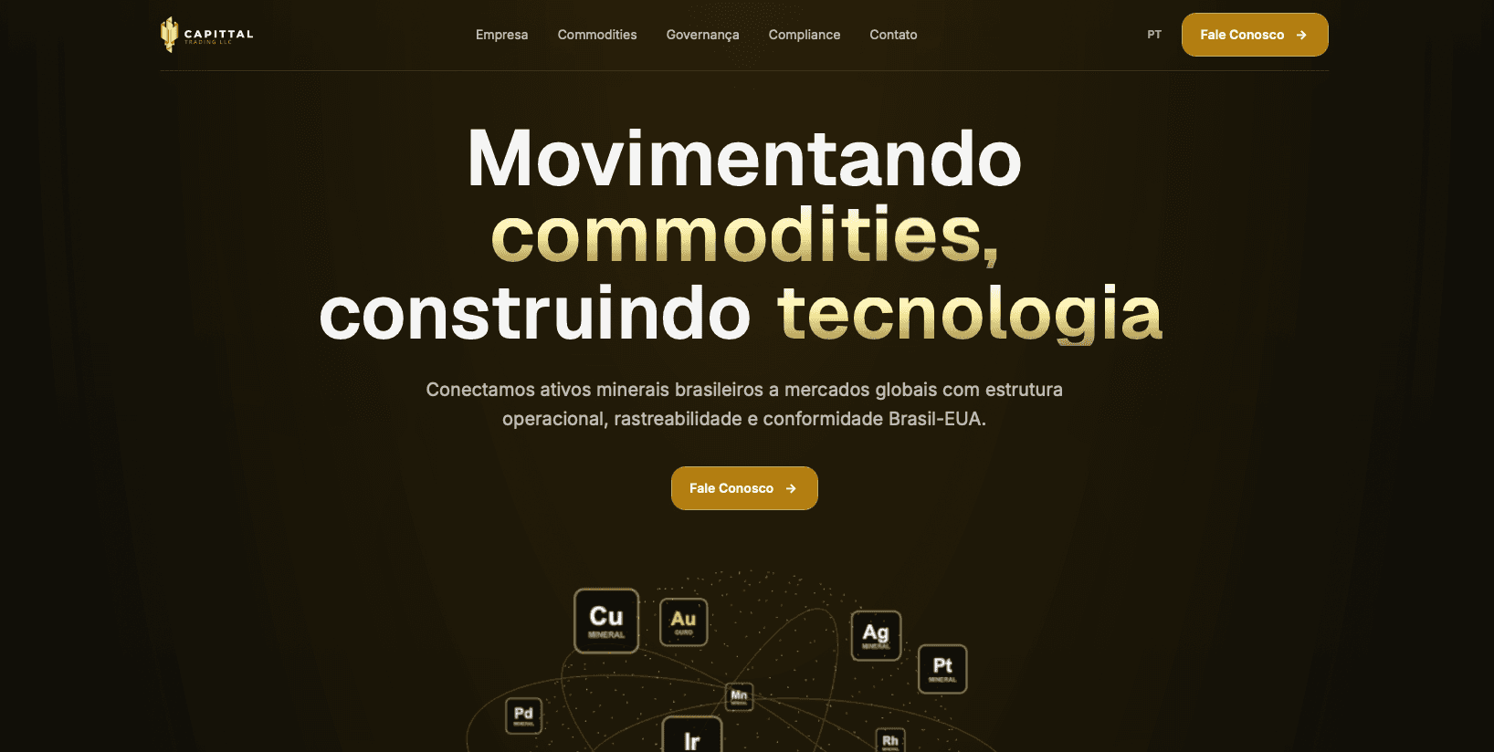 Página inicial do site da Capittal Trading