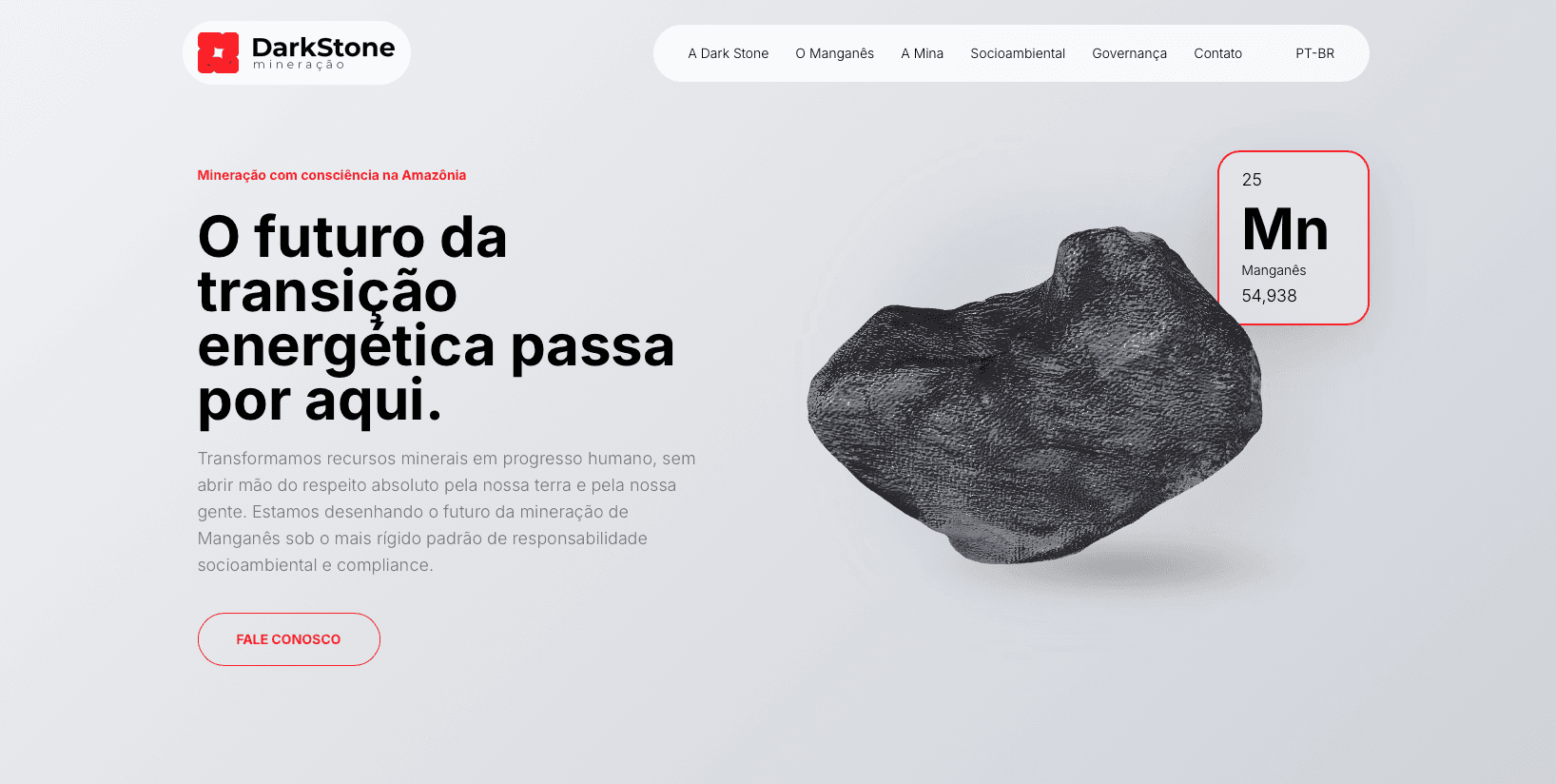 Página inicial do site da DarkStone Mineração