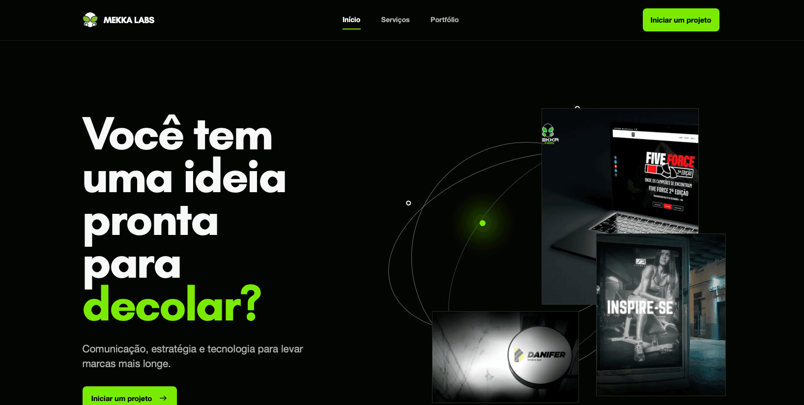 Página inicial do site da Mekka Labs